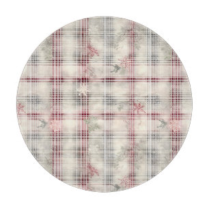Weihnachts-Tartan-Blumendesign Serie #13 Schneidebrett