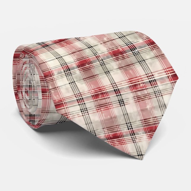 Weihnachts-Tartan-Blumendesign Serie #15 Krawatte (Gerollt)