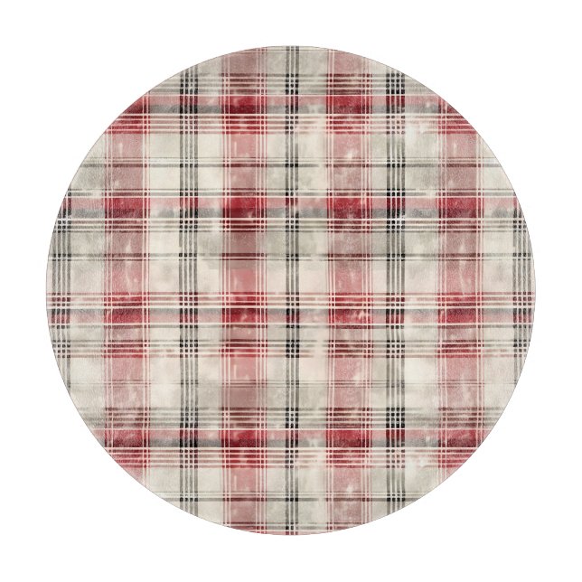 Weihnachts-Tartan-Blumendesign Serie #15 Schneidebrett (Vorderseite)