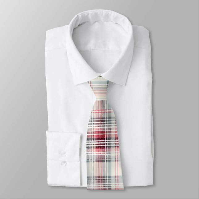 Weihnachts-Tartan-Blumendesign Serie #24 Krawatte (Gebunden)