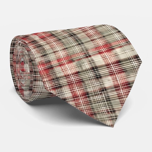 Weihnachts-Tartan-Blumendesign-Serie #2 Krawatte (Gerollt)