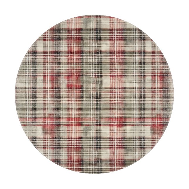 Weihnachts-Tartan-Blumendesign-Serie #2 Schneidebrett (Vorderseite)