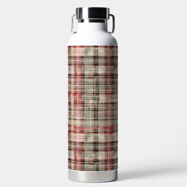 Weihnachts-Tartan-Blumendesign-Serie #2 Trinkflasche (Vorderseite)