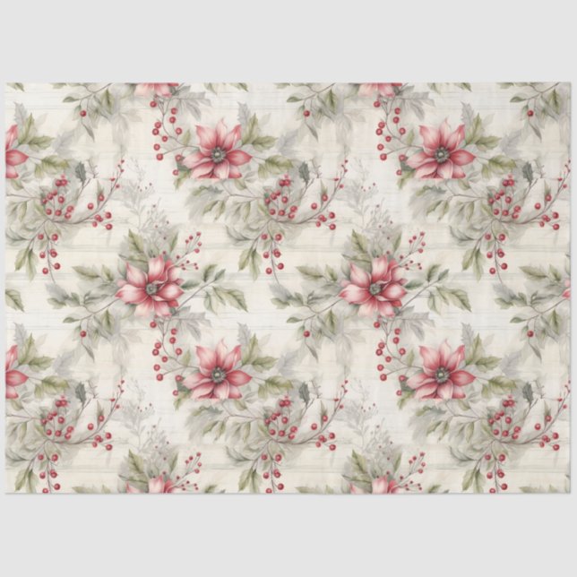 Weihnachts-Tartan-Blumendesign-Serie #7 Seidenpapier (Vorderseite)