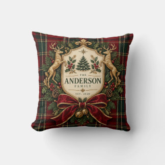Weihnachts-Tartan-Familienwappen-Wurfkissen Kissen