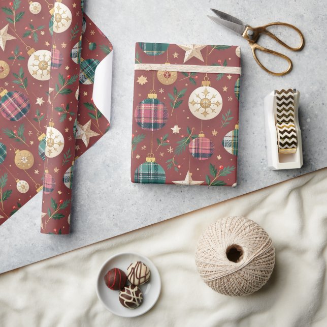 Weihnachts-Tartan Geschenkpapier (Kunsthandwerk)