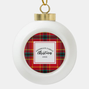 Weihnachts-Tartan Kariert Familienname Jahr Keramik Kugel-Ornament