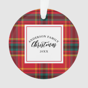 Weihnachts-Tartan Kariert Familienname Jahr Ornament