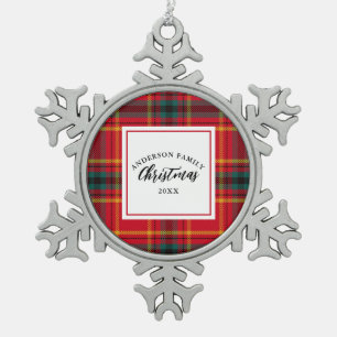 Weihnachts-Tartan Kariert Familienname Jahr Schneeflocken Zinn-Ornament