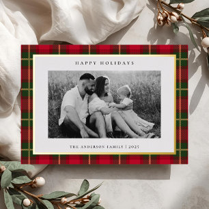 Weihnachts-Tartan Kariertes zweiseitiges Foto Folien Feiertagskarte