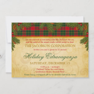 Weihnachts-Tartan-Karo Firmen-Weihnachtsfeier Einladung