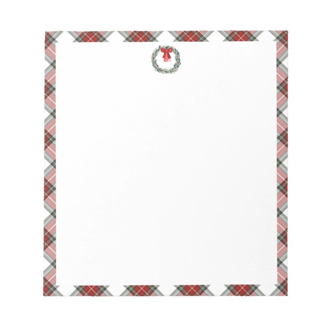Weihnachts-Tartan-Stationärpapier für Karierten Kr Notizblock (Vorderseite)