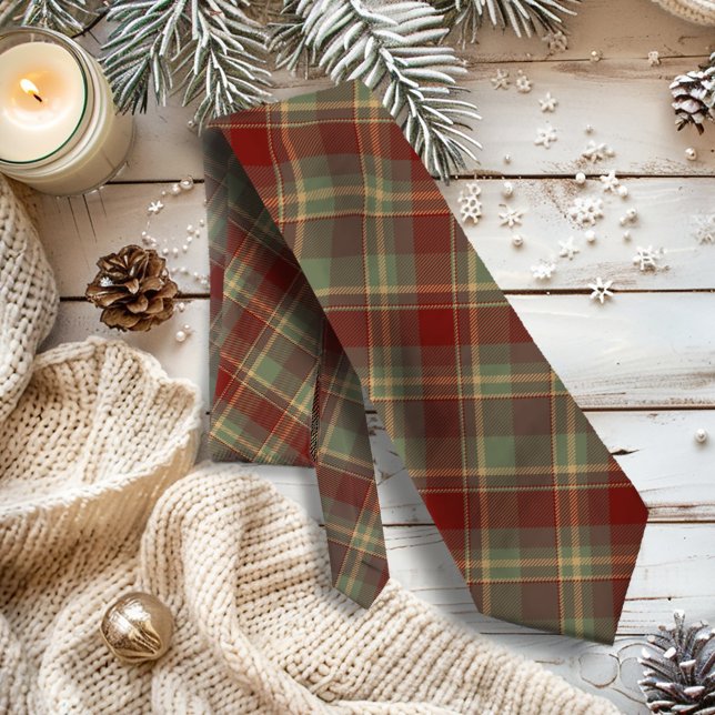 Weihnachts-Tartan Ziegelrot Grün ID1141A Krawatte (Von Creator hochgeladen)