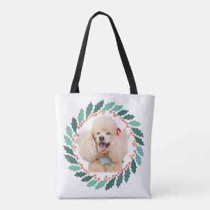 Weihnachts-Tasche in Pastellrosa mit Pudel-Motiv u