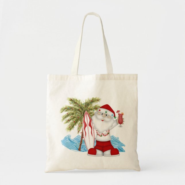 Weihnachts-Tasche mit Tropical Santa und Surfboard Tragetasche (Vorne)