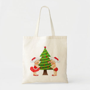 Weihnachts-Tasche mit Vintagem Baby Girl and Boy Tragetasche