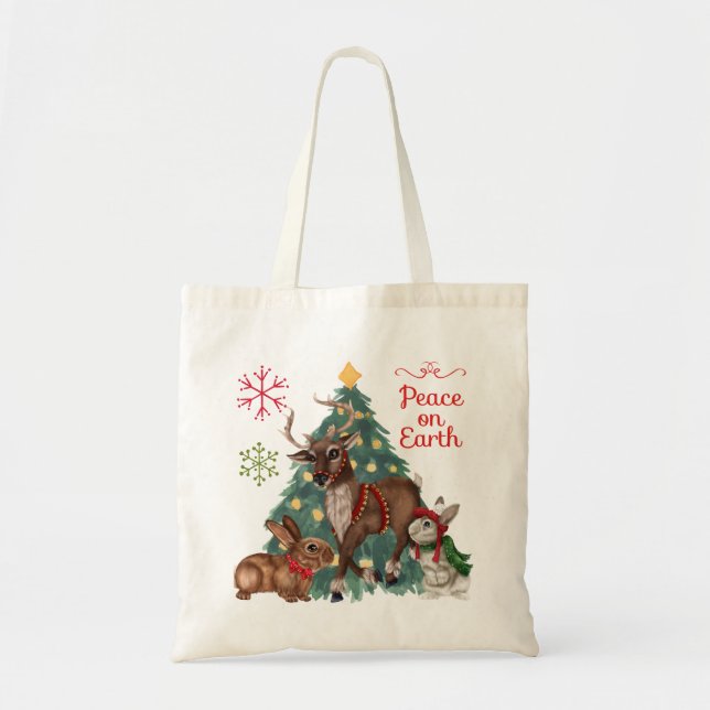 Weihnachts-Tasche mit Woodland ANimals Tragetasche (Vorne)