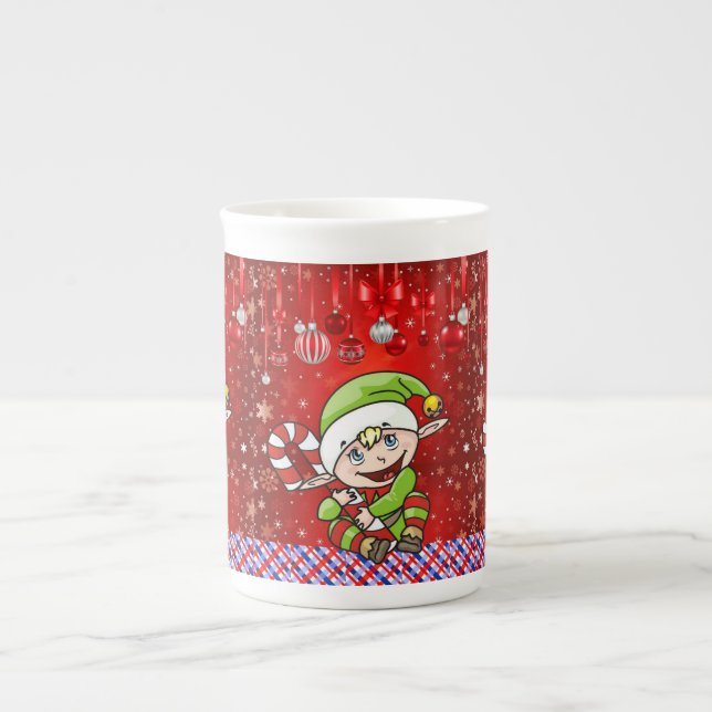 Weihnachts-Tasse, Elf Prozellantasse (Vorderseite)