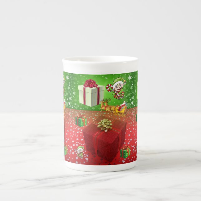 Weihnachts-Tasse, Elf Prozellantasse (Vorderseite)