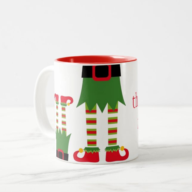 Weihnachts-Tasse-Elf Zweifarbige Tasse (Vorderseite Links)
