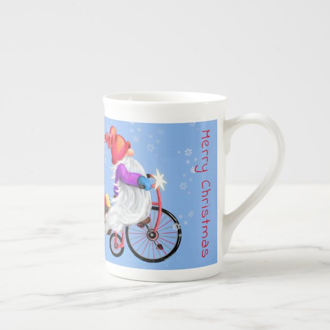 Weihnachts-Tasse Gnome mit Bike Prozellantasse (Rechts)