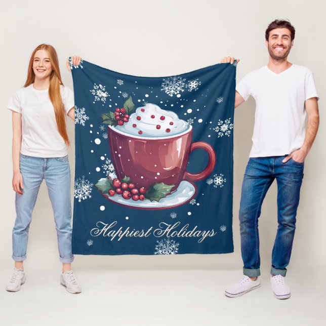 Weihnachts-Tasse heißer Schokolade | Blau Fleecedecke (Beispiel)