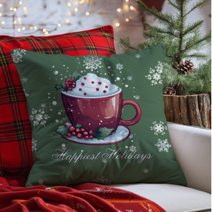 Weihnachts-Tasse heißer Schokolade Grün Kissen