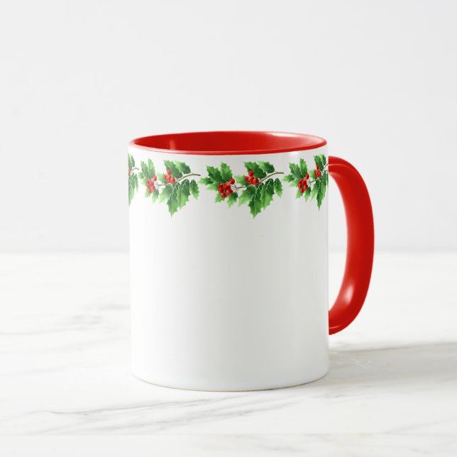 Weihnachts-Tasse-Holiday Holly Tasse (VorderseiteRechts)