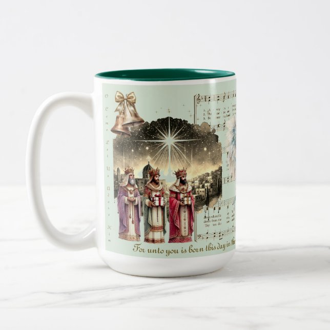 Weihnachts-Tasse Krippe Drei Könige Zweifarbige Tasse (Links)