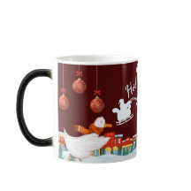 Weihnachts-Tasse mit einem Dorf, Goos und Santa