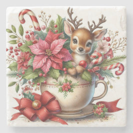 Weihnachts-Tasse Rentier 4 Steinuntersetzer