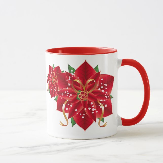 Weihnachts-Tasse-Rote Poinsettias Tasse (Rechts)