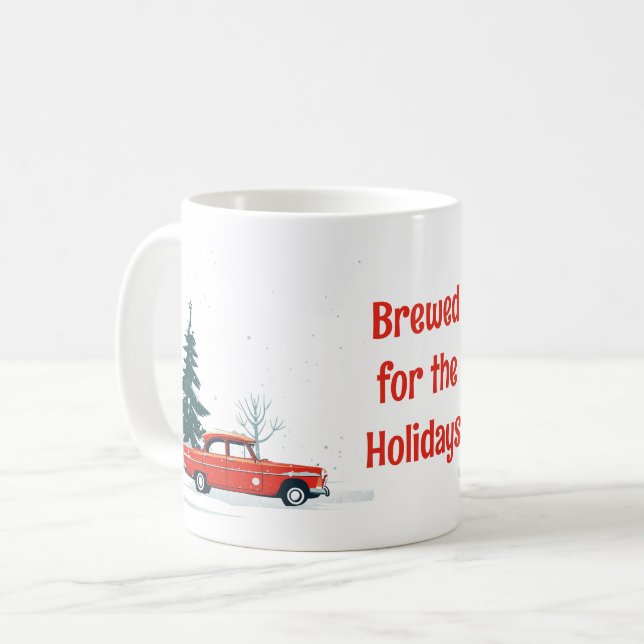 Weihnachts-Tasse | Rustikales Nordic Holiday Desig Kaffeetasse (Vorderseite Links)