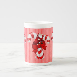 Weihnachts-Tasse, Santa, Candy Cane Prozellantasse