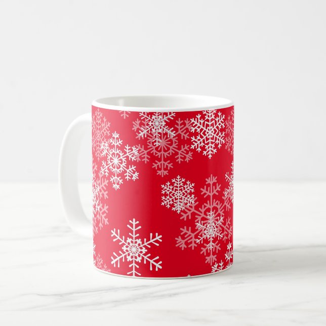 Weihnachts-Tasse-Schneeflocken Kaffeetasse (Vorderseite Links)