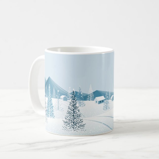Weihnachts-Tasse-Schneeszene Kaffeetasse (Vorderseite Links)