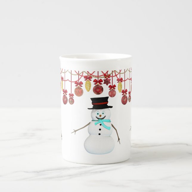 Weihnachts-Tasse Snowman Prozellantasse (Vorderseite)