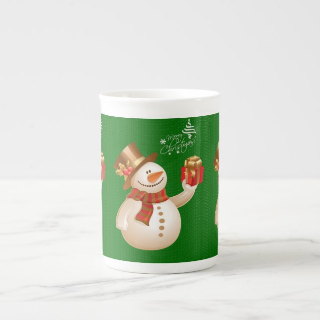 Weihnachts-Tasse Snowman Prozellantasse (Vorderseite)