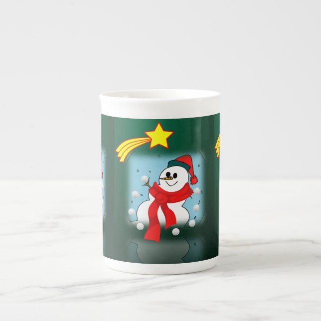 Weihnachts-Tasse Snowman Prozellantasse (Vorderseite)