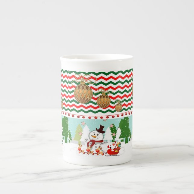 Weihnachts-Tasse Snowman Prozellantasse (Vorderseite)