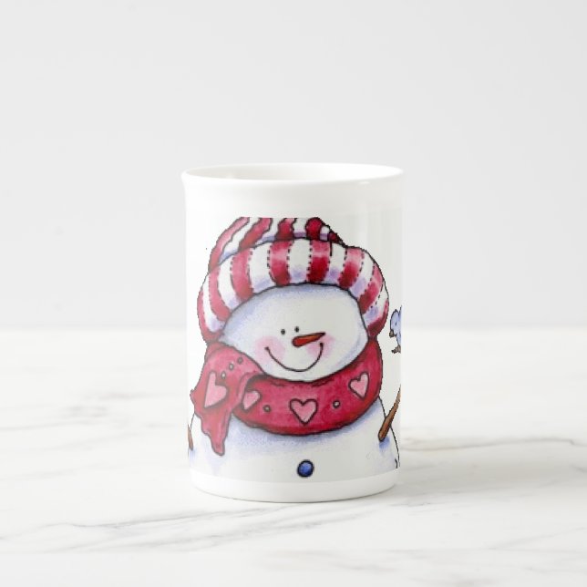 Weihnachts-Tasse Snowman Prozellantasse (Vorderseite)