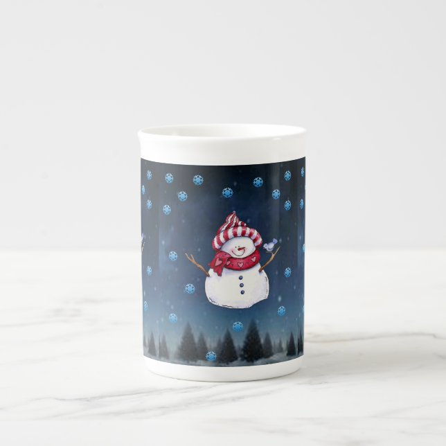 Weihnachts-Tasse Snowman Prozellantasse (Vorderseite)