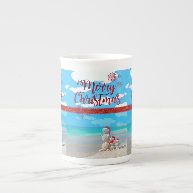 Weihnachts-Tasse Snowman Prozellantasse (Vorderseite)