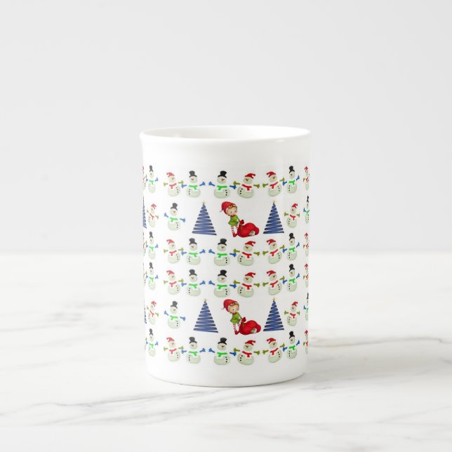Weihnachts-Tasse Snowman Prozellantasse (Vorderseite)