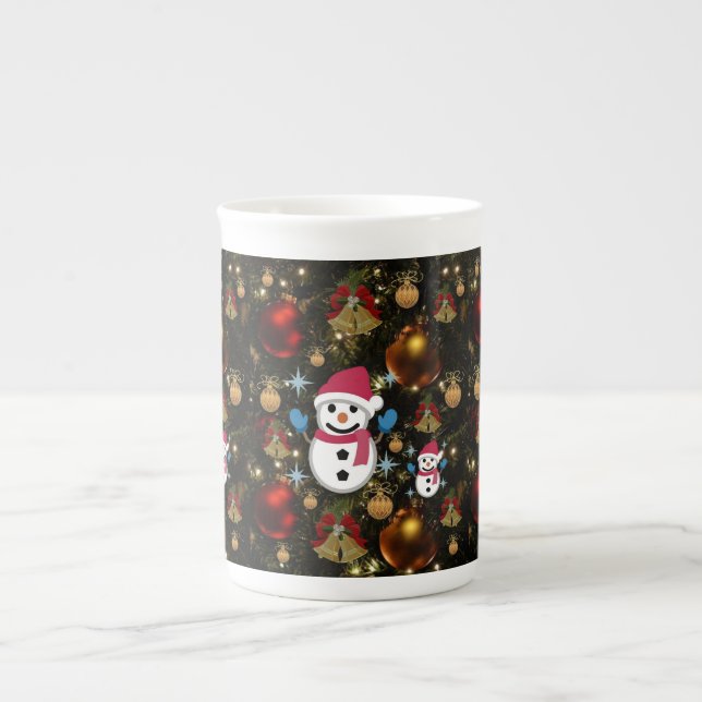 Weihnachts-Tasse Snowman Prozellantasse (Vorderseite)