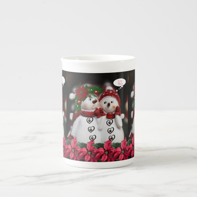 Weihnachts-Tasse Snowman Prozellantasse (Vorderseite)