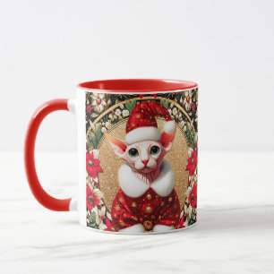 Weihnachts-Tasse Sphynx Cat Santa Elf Tasse