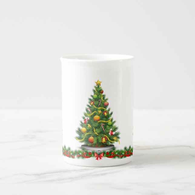 Weihnachts-Tasse, Weihnachtsbaum Prozellantasse (Vorderseite)