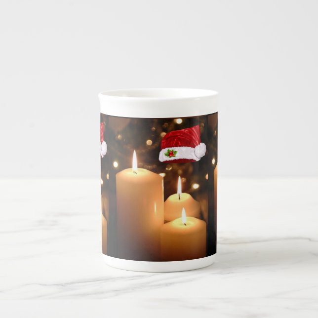 Weihnachts-Tasse, Weihnachtskerze Prozellantasse (Vorderseite)