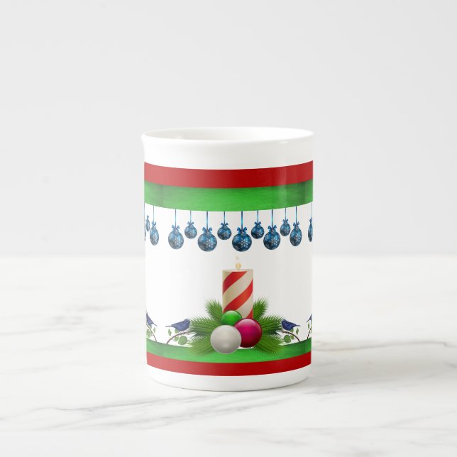 Weihnachts-Tasse, Weihnachtskerze Prozellantasse (Vorderseite)